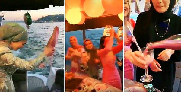 Ortaköy'de gerçekleştirilen bir alkolsüz şampanyalı bekarlığa veda görüntüleri de sosyal medyada gündem oldu.