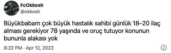 11. Elbette hem bu durumun sağlıklı olmadığını, hem de böyle durumlarda orucun dini bir zorunluluk olmaktan çıktığını hatırlatmakta da fayda var.