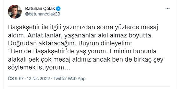 Gazeteci Batuhan Çolak, yabancıya 250 bin dolara konut satışı ile İstanbul Başakşehir'de yükselen fiyatların bir dönüşüme neden olduğunu ve bölgede yaşayan vatandaşların kendisine anlattıklarını şu şekilde aktardı 👇