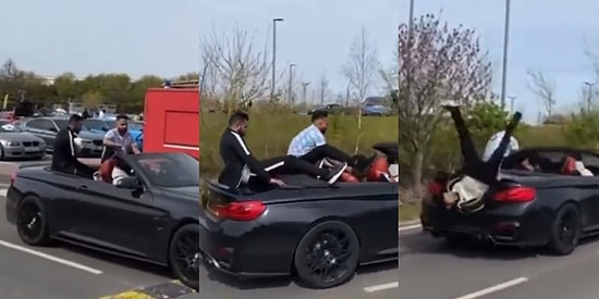 Üstü Açık Arabanın Üstünde Oturup Artistlik Yaparken Aracın Hızlanmasıyla Amel Defteri Kapanan Gençler