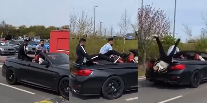 Üstü Açık Arabanın Üstünde Oturup Artistlik Yaparken Aracın Hızlanmasıyla Amel Defteri Kapanan Gençler