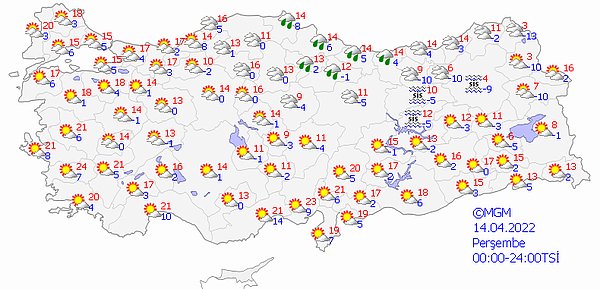 Bugün yurt genelinde hava şöyle: