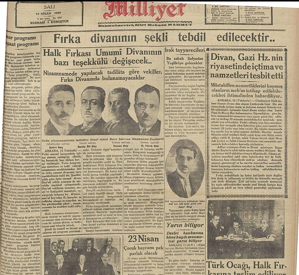 Bugünün eski gazetesi: 14 Nisan 1931