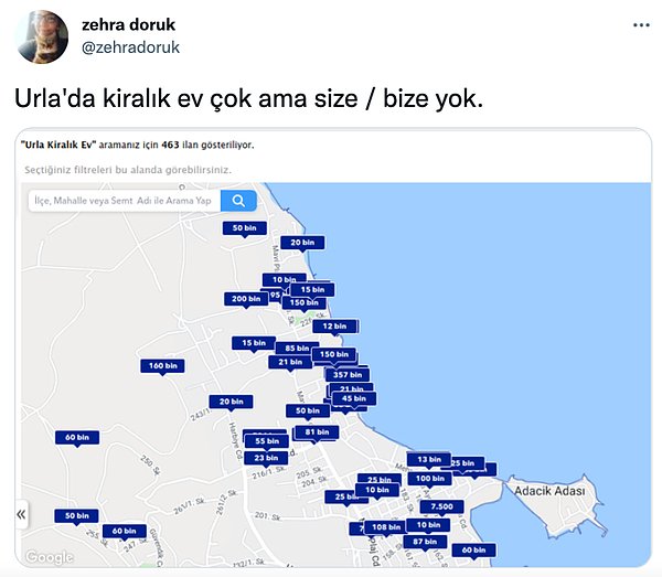 Urla'da aylık ya da sezonluk ev fiyatlarına da şöyle bi' göz atmak isteyebilirsiniz.