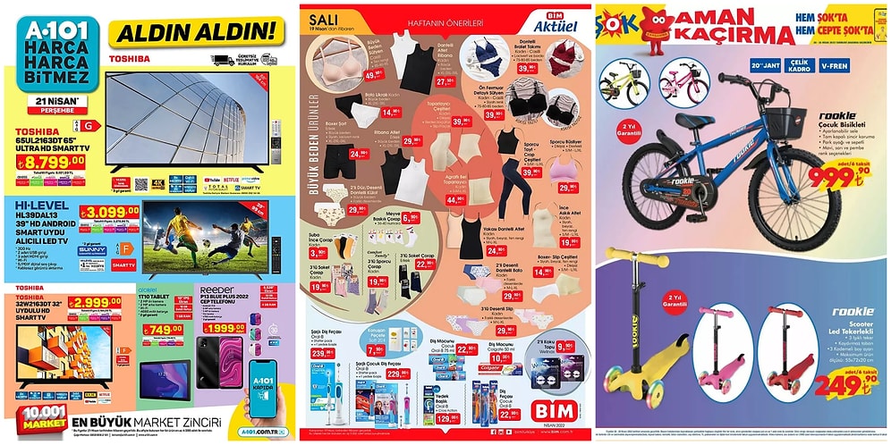 İndirim Günleri Başlıyor: 18 - 24 Nisan Haftasında A101, BİM ve ŞOK Aktüel Ürünler Listesinde Neler Var?