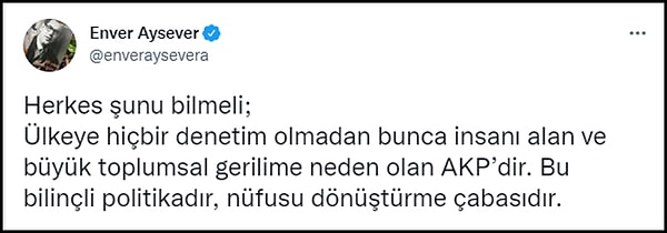 Çok sayıda kişi de AKP'nin toplumu dönüştürme arzusunun bugün yaşanan sorunlara yol açtığını söylüyor. 👇