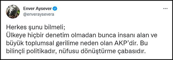 Çok sayıda kişi de AKP'nin toplumu dönüştürme arzusunun bugün yaşanan sorunlara yol açtığını söylüyor. 👇