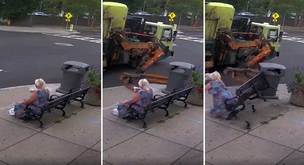 Çöp Aracından Uzanan Kollar Çöp Kovasıyla Birlikte Oturduğu Bankı da Tutunca Hayatı Kararan Kadın