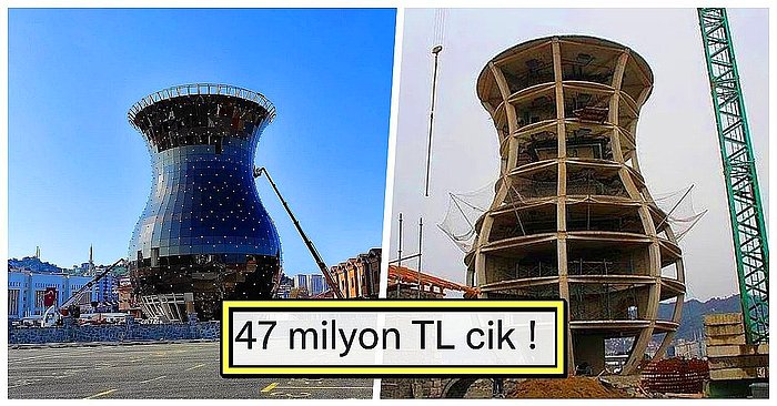 Maliyeti 47 Milyon Liraya Ulaşan Rize'deki Çay Bardağı Heykeli Sosyal Medya Kullanıcılarını Çileden Çıkardı