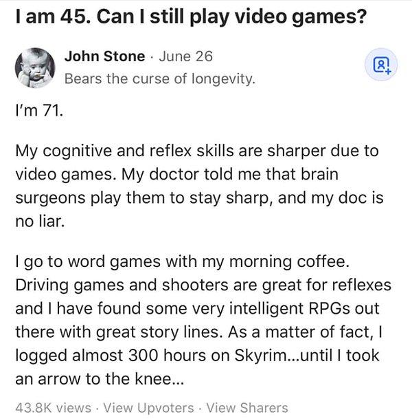 4. "45 yaşındayım. Hala video oyunu oynayabilir miyim?"