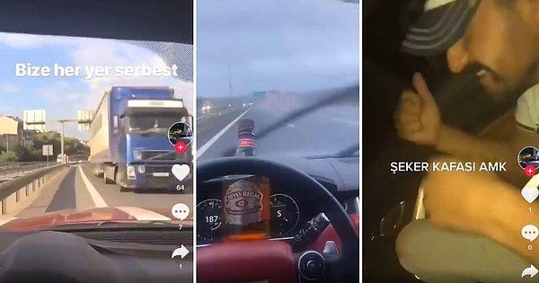 "@seb3334" ismiyle TikTok'ta paylaşılan görüntülerde Cumhurbaşkanı Recep Tayyip Erdoğan’ın seçim şarkıları, ters yönde giden araç, viski şişeleri, o araçlara polislerin eskortluk yaptığı görülüyor...
