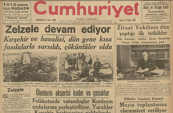 Bugünün eski gazetesi: 22 Nisan 1938