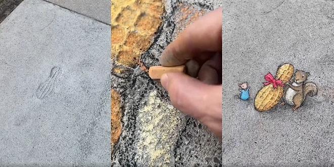 Betondaki Ayakkabı İzi ile Çizim Yeneteğini Birleştirerek Ortaya Müthiş Bir İş Çıkaran Sokak Sanatçısı