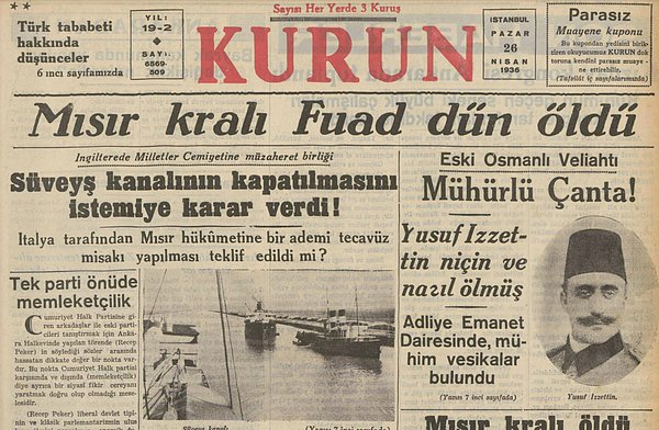 Bugünün eski gazetesi: 26 Nisan 1936