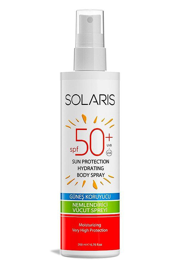 2. Solaris 50 faktör koruyucu ve nemlendirici güneş spreyi.