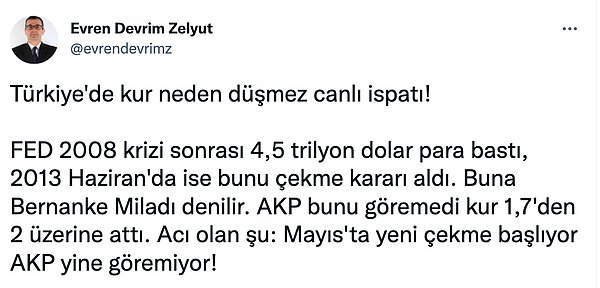 Tabii o dönemki artışın nedeninin Gezi olmadığı ABD'nin faiz arttırımları olduğu da bilinen bir gerçek.