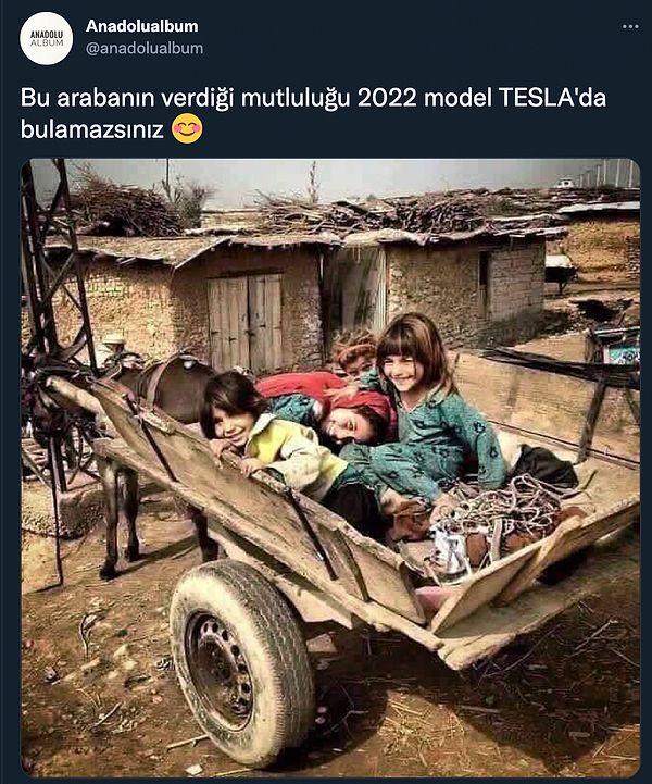 Şimdi de at arabasının arkasındaki köylü çocukları ve Tesla karşılaştırması çıktı!