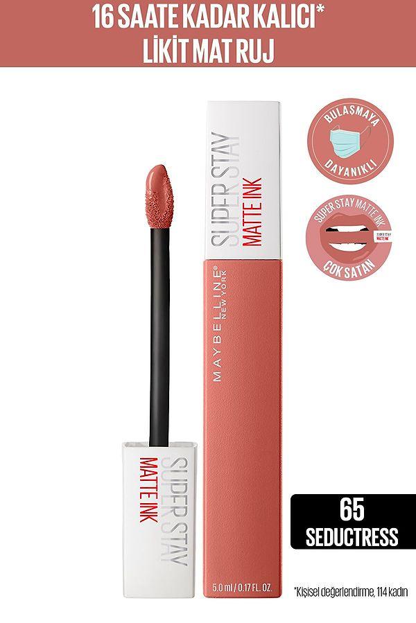 4. Maybelline New York Super Stay Matte Ink Unnude Likit Mat Ruj - 65 Seductress