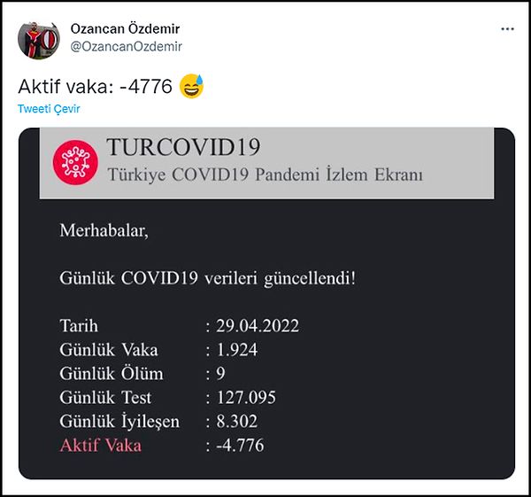 Ortaya çıkan negatif vaka sayısına tepkiler. 👇