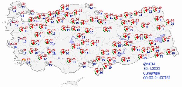 Bugün yurt genelinde hava şöyle: