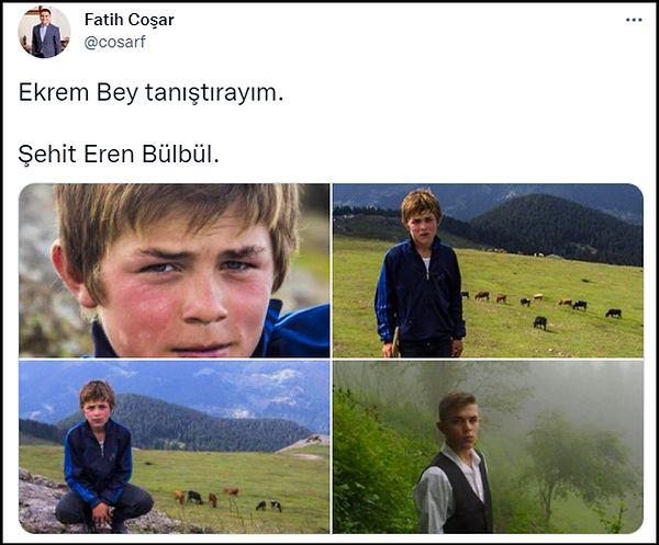 Paylaşımı eleştiren Twitter kullanıcıları, kendisi de Trabzonlu olan İmamoğlu'nun Eren Bülbül'ü tanımadığını öne sürdü. 👇