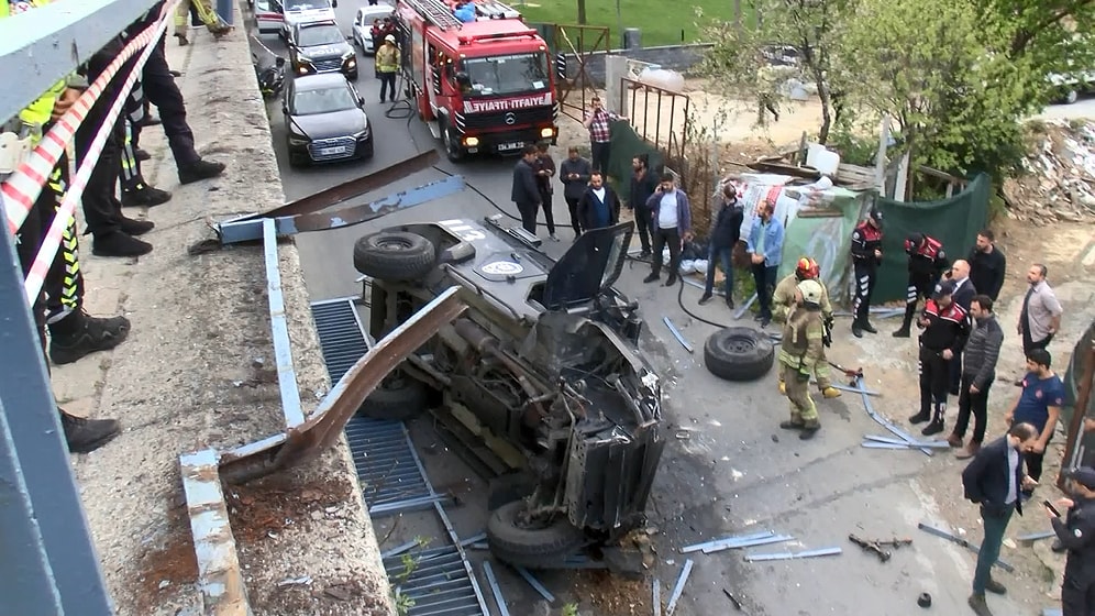 Sarıyer'de Takla Atan Polis Zırhlı Aracı Duvarı Aşıp Alt Yola Düştü: 2 Polis Yaralı