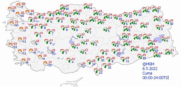 Bugün yurt genelinde hava şöyle: