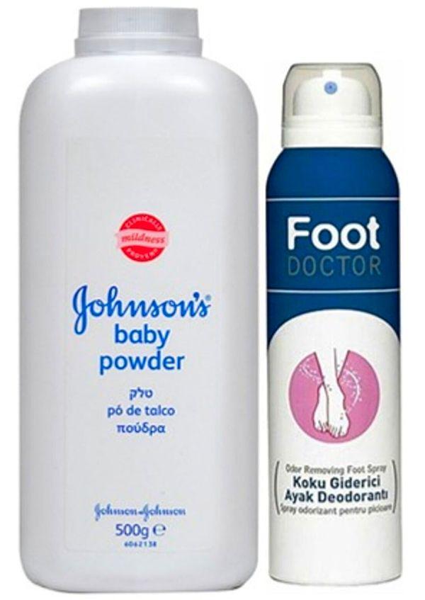 7. Ayak deodorantı ve Johnsons baby pudra.