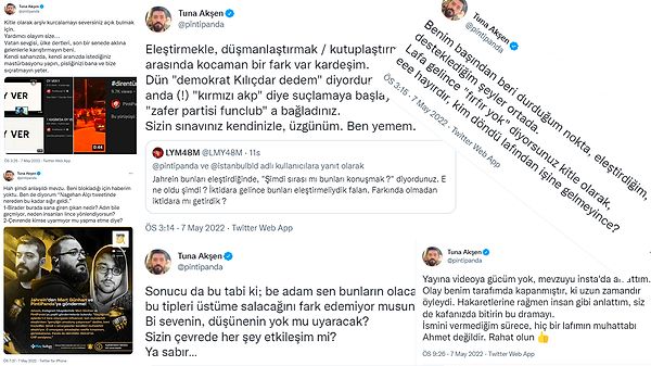 Pintipanda'nın Jahrein'in açıklamalarına cevap verdiği tweetler