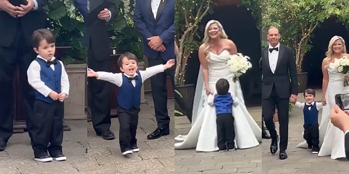 Düğünde Gelinlikle Gördüğü Annesine Heyecanla Koşuşturan Ufaklığın Mutluluk Dolu Anları İçimizi Isıtacak