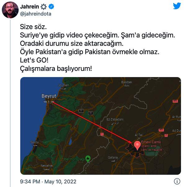 Tüm bunların ardından ise Jahrein takipçilerine Suriye'nin başkenti Şam'a giderek video çekeceğinin sözünü verdi.