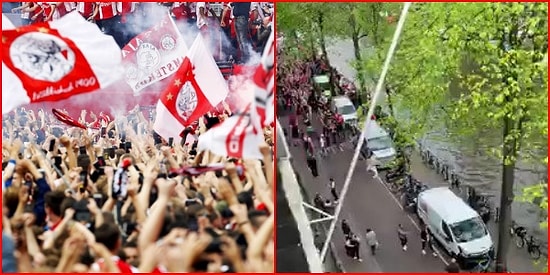 Ajax Taraftarı Şehir Merkezinde Kutlamaya İzin Vermeyen Belediye Başkanı'nın Evinin Önünde Şampiyonluk Kutladı