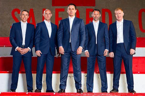 4. Ryan Giggs, Phil Neville, Gary Neville, Nicky Butt, Paul Scholes, David Beckham