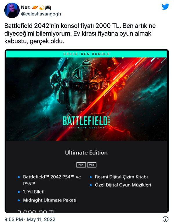 1. Oyun dünyasının en popüler serilerinden olan Battlefield'ın son oyununun Ultimate Edition sürümünün fiyatı dudak uçuklattı.