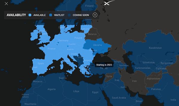 Afrika kıtasının tamamı da dahil olmak üzere dünyanın geri kalanının çoğu, 2023'te çeşitli noktalarda mevcudiyetin beklenmesiyle “Yakında” olarak gösteriliyor.