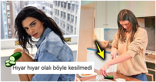 Elinin Ucuyla Salatalık Kesmeye Çalışırken Resmen İşkence Eden Kendall Jenner Dillere Düştü!