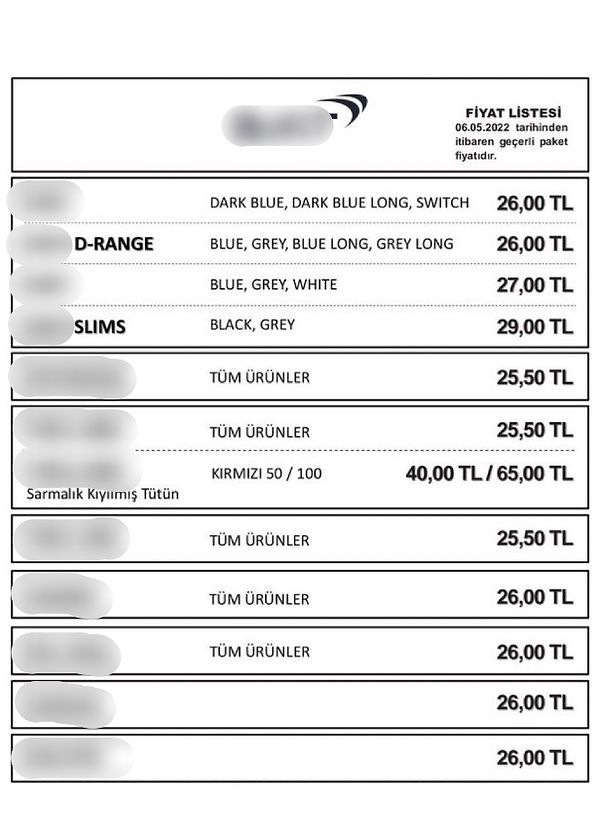 Diğer tütün grupları da zamları yansıttı.