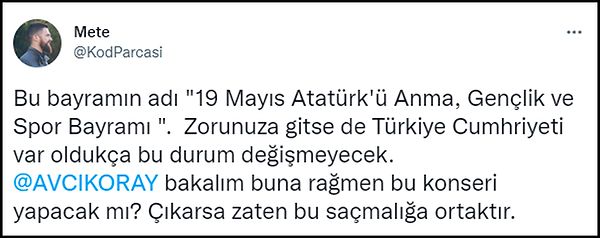 Aydoğdu'nun paylaşımını alıntılayan bazı Twitter kullanıcıları, Koray Avcı'yı etiketleyerek Avcı'nın afiş konusundaki düşüncesini sordu. 👇