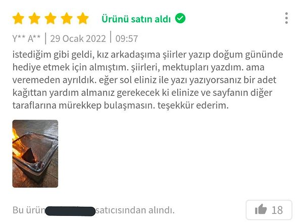 1. Haftanın en duygusal ürün yorumu...