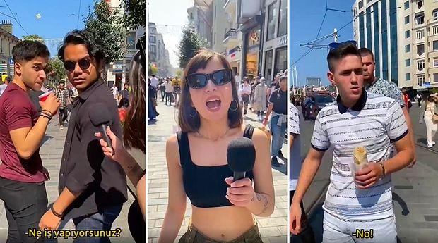 Taksim'de İnsanlara Ne İş Yaptıklarını Sormak İstedi Ancak Türkçe Bilen Bulamadı