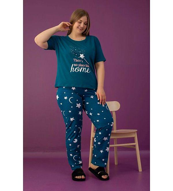 7. Pamuklu kumaşın rahatlığını hissetmek isteyenler için büyük beden kadın pijama takımı...