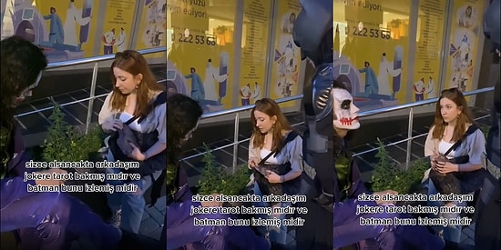 Bi' Baksana Gotham Kimin Olacak? Alsancak'ta Joker'e Tarot Falı Bakan Kadın ve Onları İzleyen Batman