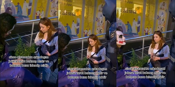 Bi' Baksana Gotham Kimin Olacak? Alsancak'ta Joker'e Tarot Falı Bakan Kadın ve Onları İzleyen Batman