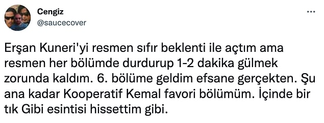 Twitter'daki @saucecover adlı kullanıcı da diziyi beğenenlerdendi. Hatta beklentisiz izlemesine rağmen baya bir beğenmiş.