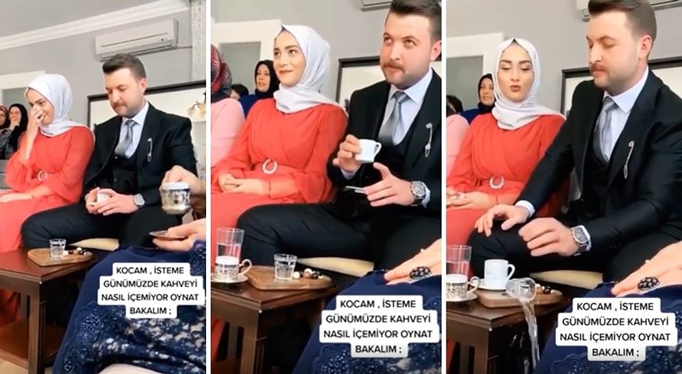 Kız İsteme Merasiminde Heyecandan Elleri Titreyen Damat Kahveyi İçmekte Zorlandı