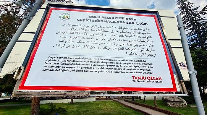 Bolu Belediye Başkanı Özcan'dan 'Ülkenize Dönün' Yazılı Arapça İlanlar