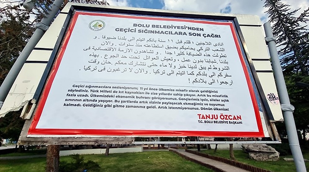 Bolu Belediye Başkanı Özcan'dan 'Ülkenize Dönün' Yazılı Arapça İlanlar