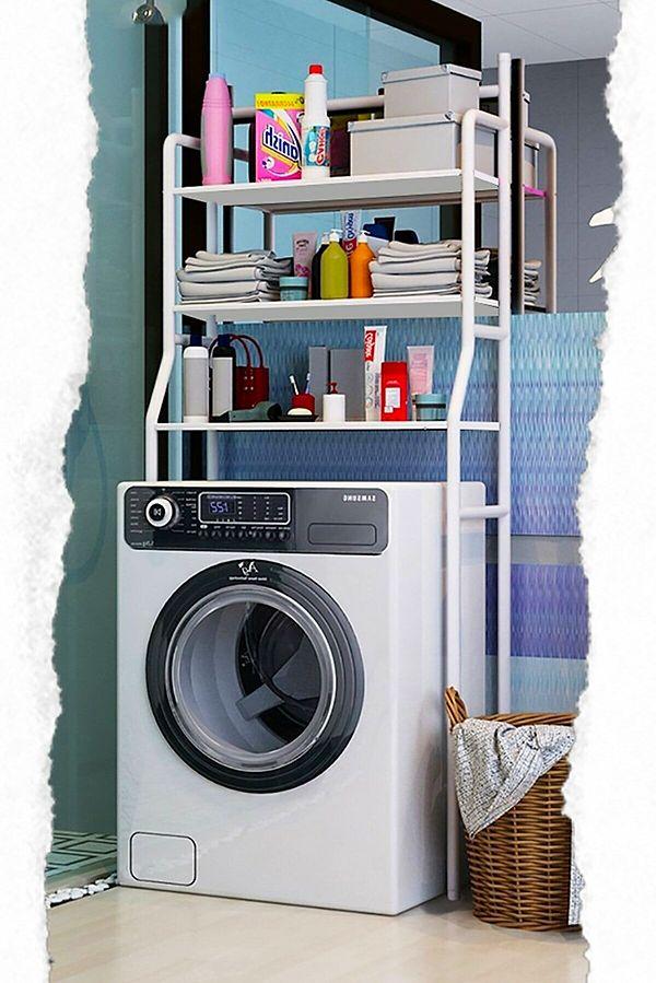 5. Banyoya düzen katan çamaşır makinesi düzenleyici raf...