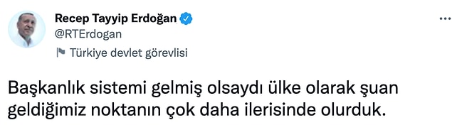 Recep Tayyip Erdoğan'ın başkanlık sistemine geçmeden önce yaptığı paylaşım da sosyal medyada gündeme geldi.