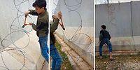 Türkiye Sınırındaki Duvarın Üzerinde Yer Alan Dikenli Telleri Kesen Çocuk O Anları TikTok'ta Yayınladı